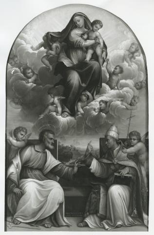 Prudence Cuming Associates — Marchesi Girolamo - sec. XVI - Madonna con Bambino in gloria, san Pietro e san Gregorio — insieme